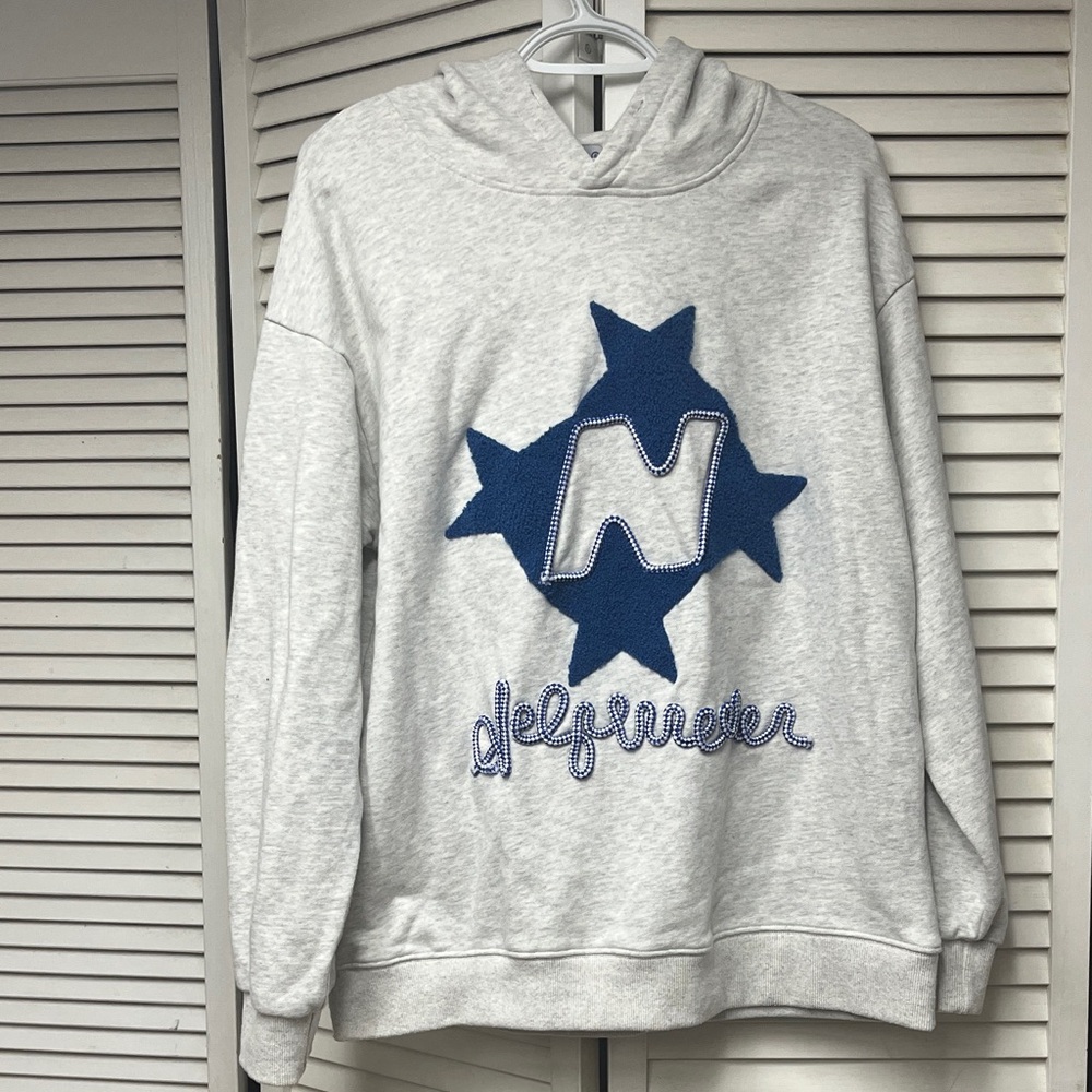 Aelfric Eden Light Gray Hoodie with Navy Blue Star Patch - Picture 6 of 12
